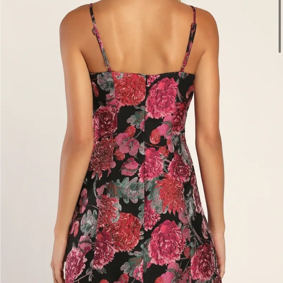 Lulus Bewitching Blooms Black Floral Jacquard Mini Dress with Pockets - Picture 3 of 10